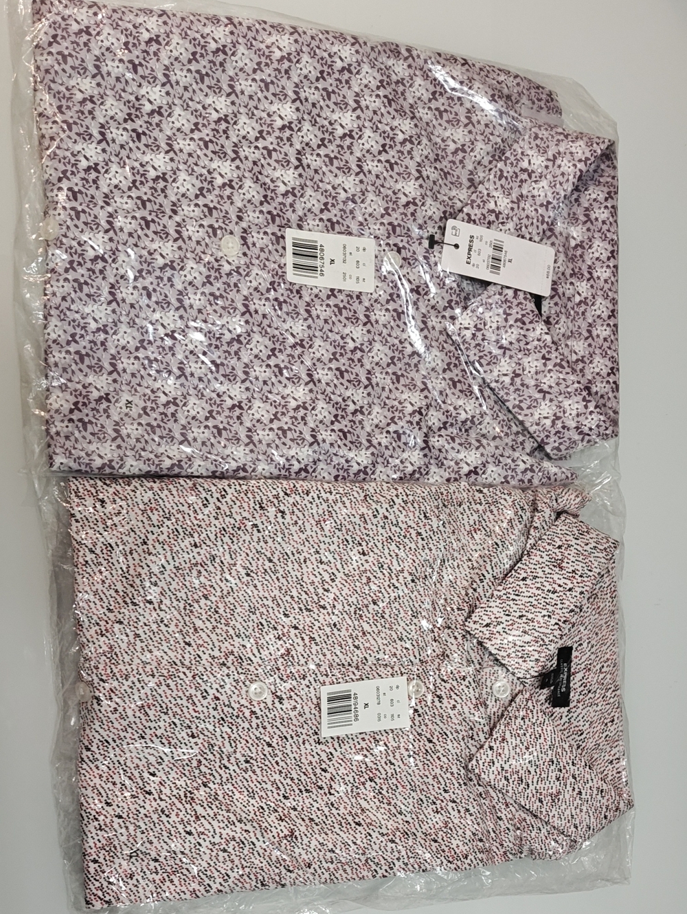 Men's Express Printed Button-Down Shirt - Light Purple Floral (2) XL size